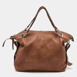 Pre Owned Gucci Brown Leather Large Bamboo Bar Shoulder Bag
