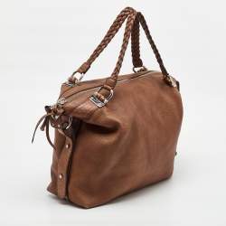 Pre Owned Gucci Brown Leather Large Bamboo Bar Shoulder Bag