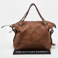 Pre Owned Gucci Brown Leather Large Bamboo Bar Shoulder Bag