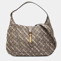 Pre Owned Gucci Beige Balenciaga The Hacker Project Medium GG Supreme Jackie 1961