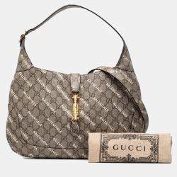 Pre Owned Gucci Beige Balenciaga The Hacker Project Medium GG Supreme Jackie 1961