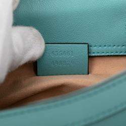 Pre Owned Gucci Blue Mini Calfskin Bamboo Diana Satchel