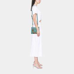 Pre Owned Gucci Blue Mini Calfskin Bamboo Diana Satchel