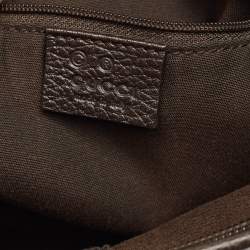 Pre Owned Gucci Beige/Brown GG Crystal Canvas and Leather Flat Messenger Bag