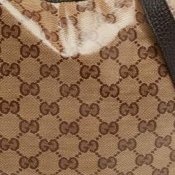 Pre Owned Gucci Beige/Brown GG Crystal Canvas and Leather Flat Messenger Bag