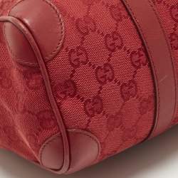 Pre Owned Gucci Red GG Canvas and Leather Boston Bag