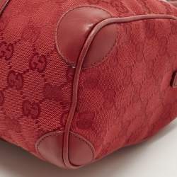 Pre Owned Gucci Red GG Canvas and Leather Boston Bag