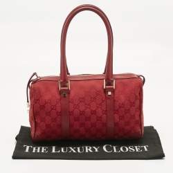 Pre Owned Gucci Red GG Canvas and Leather Boston Bag