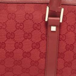 Pre Owned Gucci Red GG Canvas and Leather Boston Bag