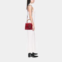Pre Owned Gucci Red Medium Bamboo Dionysus Web Satchel