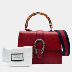 Pre Owned Gucci Red Medium Bamboo Dionysus Web Satchel