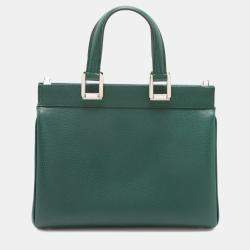 Pre Owned Gucci Green Small Grained Calfskin Zumi Top Handle Bag