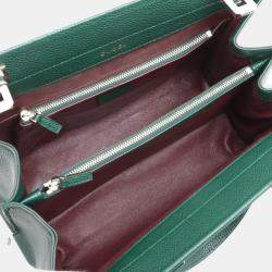 Pre Owned Gucci Green Small Grained Calfskin Zumi Top Handle Bag