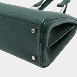 Pre Owned Gucci Green Small Grained Calfskin Zumi Top Handle Bag