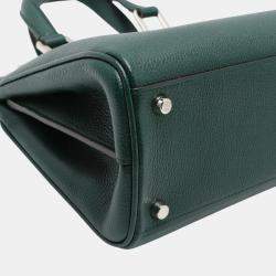 Pre Owned Gucci Green Small Grained Calfskin Zumi Top Handle Bag