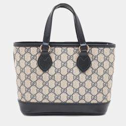 Pre Owned Gucci Beige Brown Mini GG Supreme Ophidia Tote