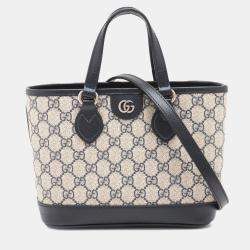 Pre Owned Gucci Beige Brown Mini GG Supreme Ophidia Tote