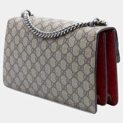 Pre Owned Gucci Beige Brown Medium GG Supreme Dionysus Shoulder Bag