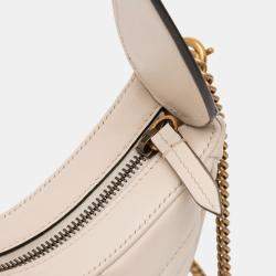 Pre Owned Gucci White Mini GG Marmont Half Moon Bag