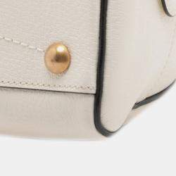 Pre Owned Gucci White Adidas Mini Textured Dollar Calfskin Logo Web Duffle Bag