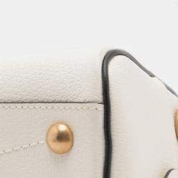 Pre Owned Gucci White Adidas Mini Textured Dollar Calfskin Logo Web Duffle Bag