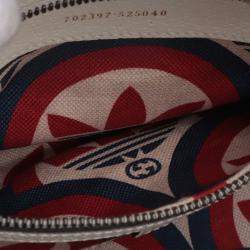 Pre Owned Gucci White Adidas Mini Textured Dollar Calfskin Logo Web Duffle Bag