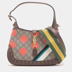 Pre Owned Gucci Brown Small GG Supreme Polka Dot Jackie 1961 Satchel
