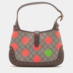 Pre Owned Gucci Brown Small GG Supreme Polka Dot Jackie 1961 Satchel