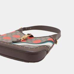 Pre Owned Gucci Brown Small GG Supreme Polka Dot Jackie 1961 Satchel