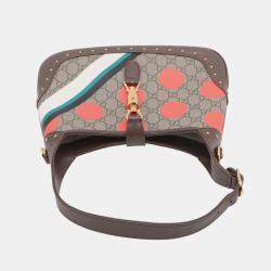 Pre Owned Gucci Brown Small GG Supreme Polka Dot Jackie 1961 Satchel