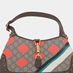 Pre Owned Gucci Brown Small GG Supreme Polka Dot Jackie 1961 Satchel