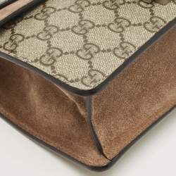 Pre Owned Gucci Beige GG Supreme Canvas and Suede Small Dionysus Shoulder Bag