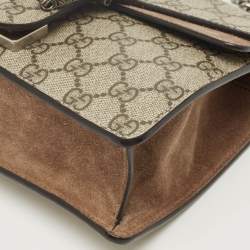 Pre Owned Gucci Beige GG Supreme Canvas and Suede Small Dionysus Shoulder Bag