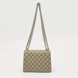 Pre Owned Gucci Beige GG Supreme Canvas and Suede Small Dionysus Shoulder Bag