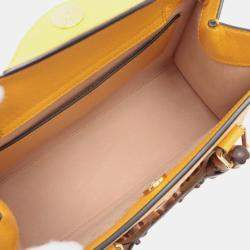 Pre Owned Gucci Yellow Medium Leather Bamboo Diana Satchel