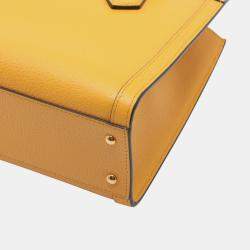 Pre Owned Gucci Yellow Medium Leather Bamboo Diana Satchel