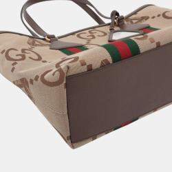 Pre Owned Gucci Beige Palace Medium Jumbo GG Canvas Web Tote