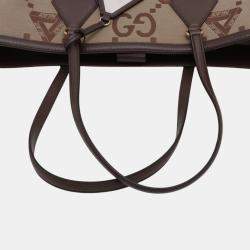 Pre Owned Gucci Beige Palace Medium Jumbo GG Canvas Web Tote
