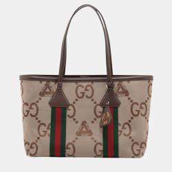 Pre Owned Gucci Beige Palace Medium Jumbo GG Canvas Web Tote