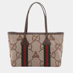 Pre Owned Gucci Beige Palace Medium Jumbo GG Canvas Web Tote