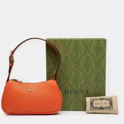 Pre Owned Gucci Orange Mini Leather Aphrodite Shoulder Bag