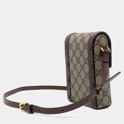 Pre Owned Gucci Beige Brown PVC Horsebit 1955 Mini Bag