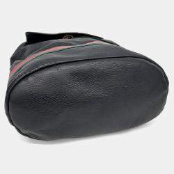 Pre Owned Gucci Black Leather Tricolor Backpack