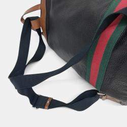Pre Owned Gucci Black Leather Tricolor Backpack