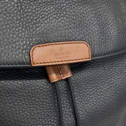 Pre Owned Gucci Black Leather Tricolor Backpack