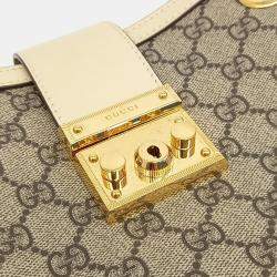 Pre Owned Gucci Beige White PVC Supreme Padlock Shoulder Bag