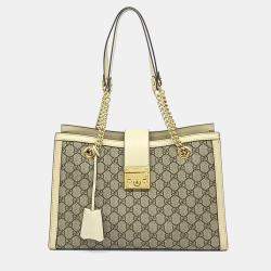 Pre Owned Gucci Beige White PVC Supreme Padlock Shoulder Bag