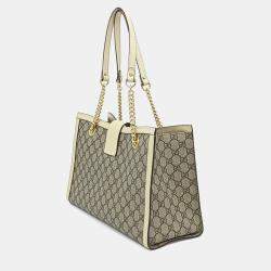 Pre Owned Gucci Beige White PVC Supreme Padlock Shoulder Bag