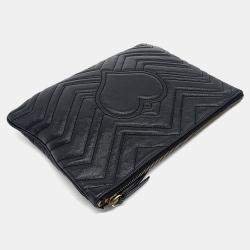 Pre Owned Gucci Black Leather GG Marmont Clutch