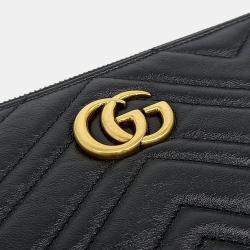 Pre Owned Gucci Black Leather GG Marmont Clutch